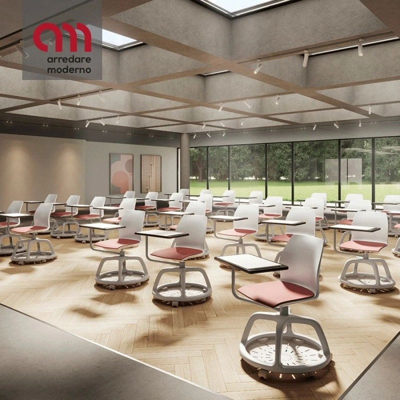 Sedia Kalea Kastel Girevole Con Ruote, Tavoletta E Portaoggetti 3 Sedia Kalea Kastel Girevole Con Ruote, Tavoletta E Portaoggetti