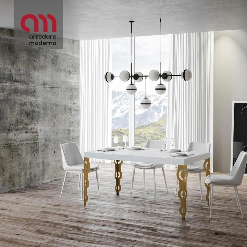 Tavolo Karamay Itamoby Allungabile Telaio Oro 3 Tavolo Karamay Itamoby Allungabile Telaio Oro